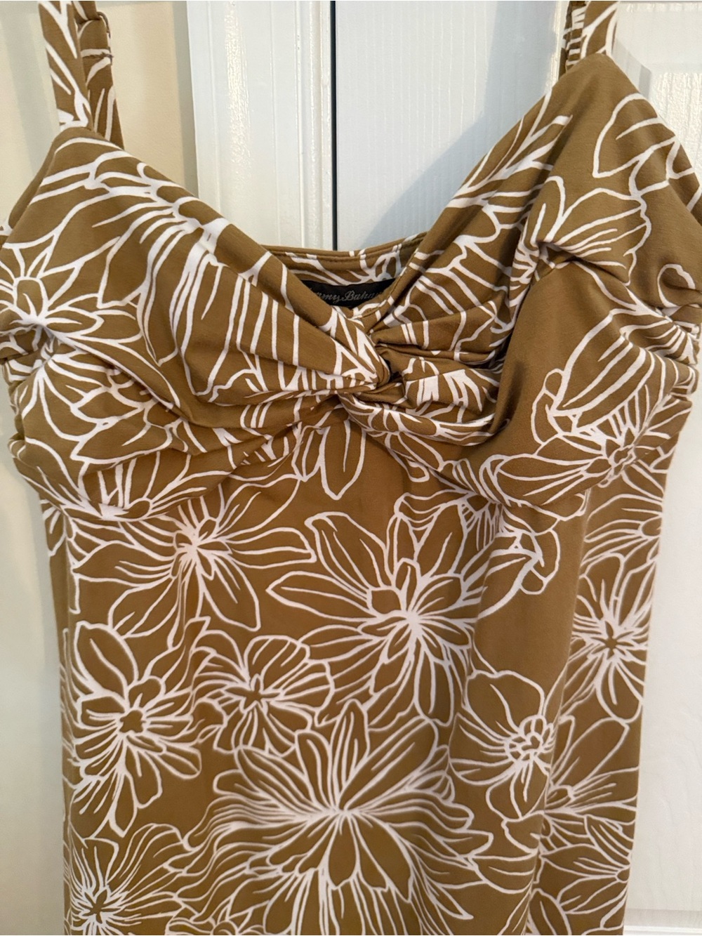 🌸EUC Tommy Bahama Brown Floral Tie-Front Mini Dress - Picture 6 of 6